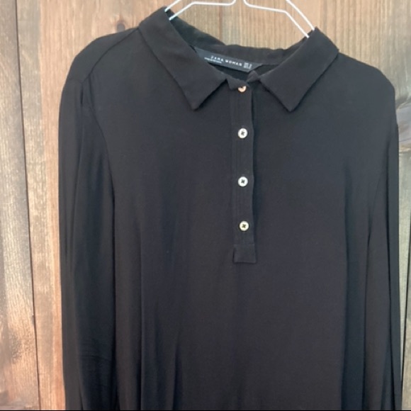 Zara Woman Black Blouse w Gold Buttons - Picture 3 of 4